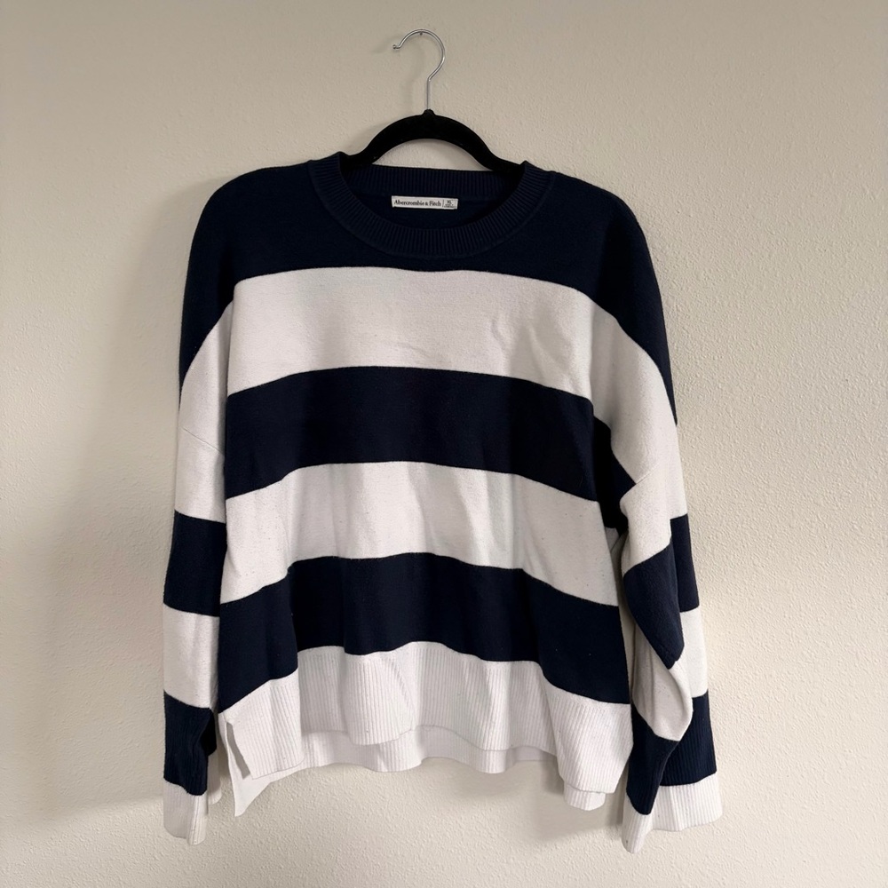 Abercrombie & Fitch Rugby Stripe Navy and White Sweater